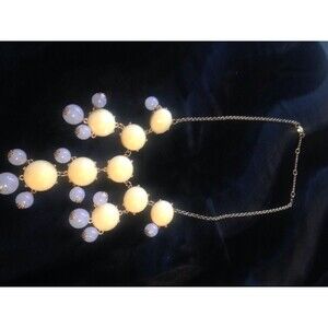 Unique Bib Style Necklace Pale Yellow And Lavender